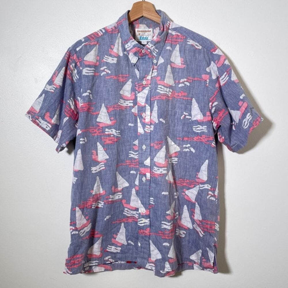 Vintage 80s KAHALA Hawaii Inside Out Cotton Button Up Shirt / Sz L Mens Hawaiian
